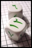 Dice : Dice - 6D - Koplow Arabic Numerals 1-6 and 7-12 White and Green Dice - Troll and Toad Dec 2010